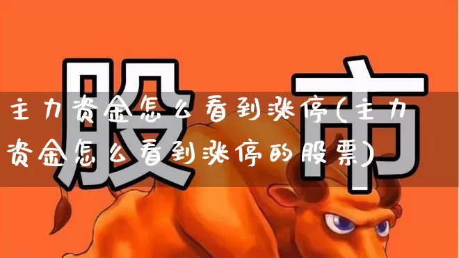 主力资金怎么看到涨停(主力资金怎么看到涨停的股票)_https://www.wanyuyiyao.com_科创板_第1张