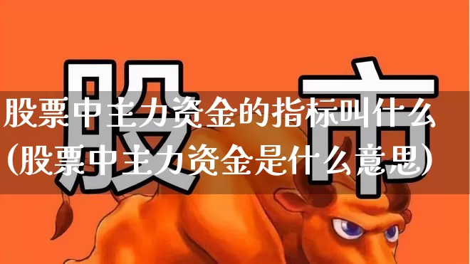 股票中主力资金的指标叫什么(股票中主力资金是什么意思)_https://www.wanyuyiyao.com_上交所_第1张