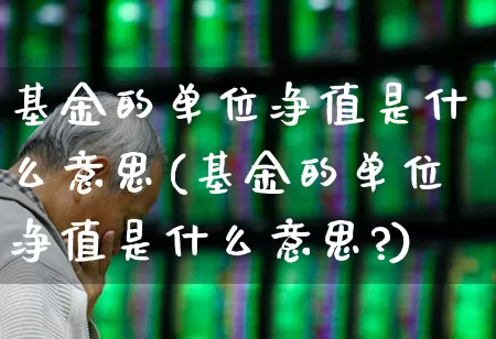 基金的单位净值是什么意思(基金的单位净值是什么意思?)_https://www.wanyuyiyao.com_深交所_第1张
